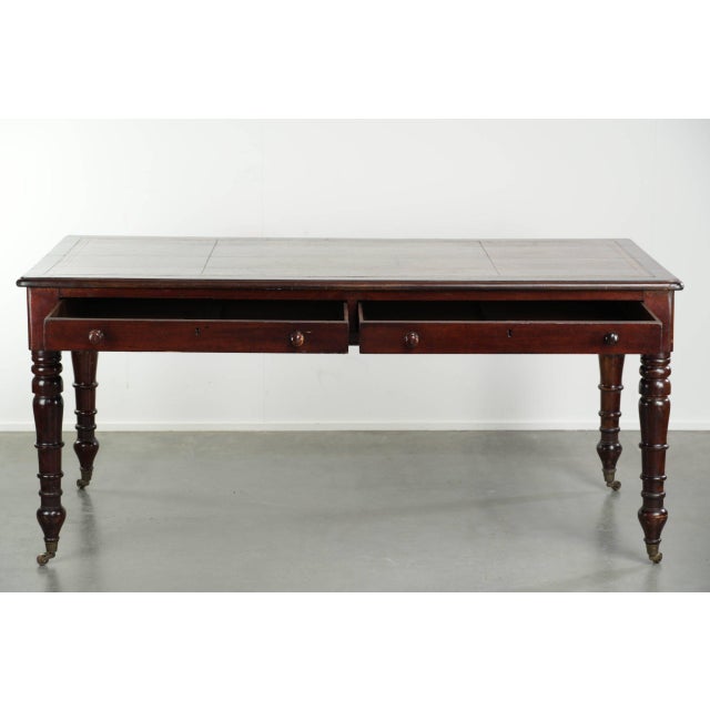 Antique English Writing Desk with Dark Brown Leather Top, 1800s For Sale - Image 3 of 13