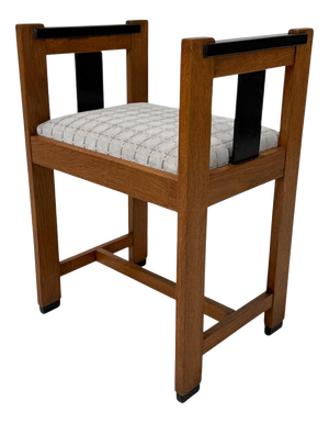 Art Deco Modernist Stool in Oak & Velvet from Jan Brunott, 1920s