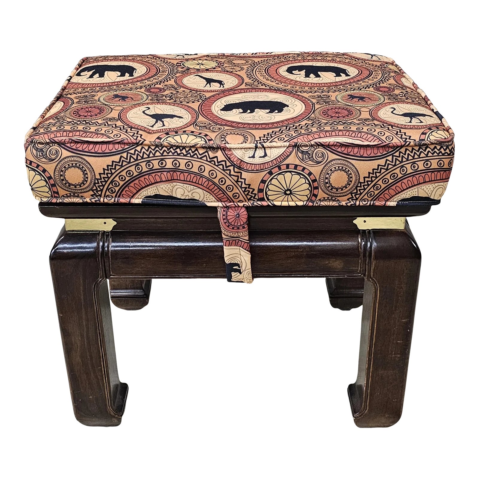 Chinese Ming Style Mahogany Stool With Cushion | Chairish