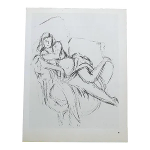 Vintage Signed 20th Century Henri Matisse Lithograph - Abstracted Woman in Chair
