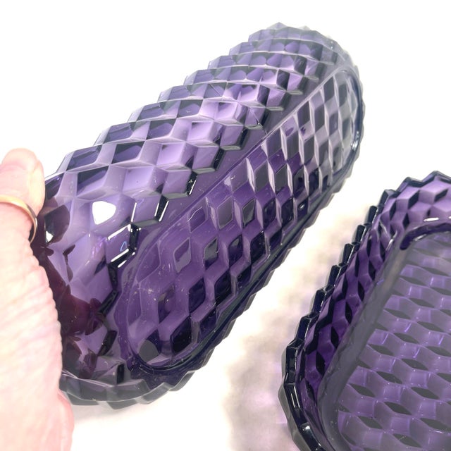 20th Century Fostoria American Purple Glass Serving Dish Pair For Sale - Image 10 of 11