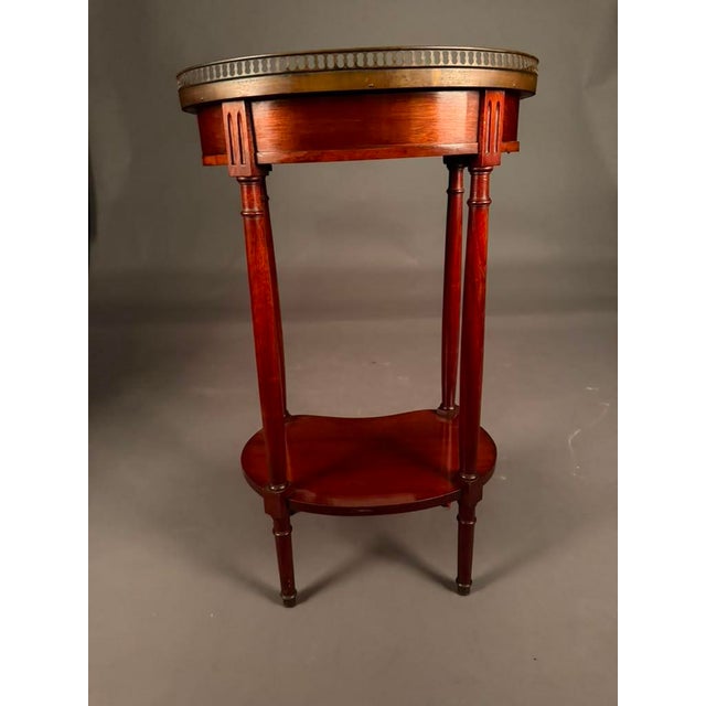 French Louis XVI Style Mahogany Kidney-Shaped Side Table With Marble Top & Brass Gallery, C. 1890 For Sale In Indianapolis - Image 6 of 12