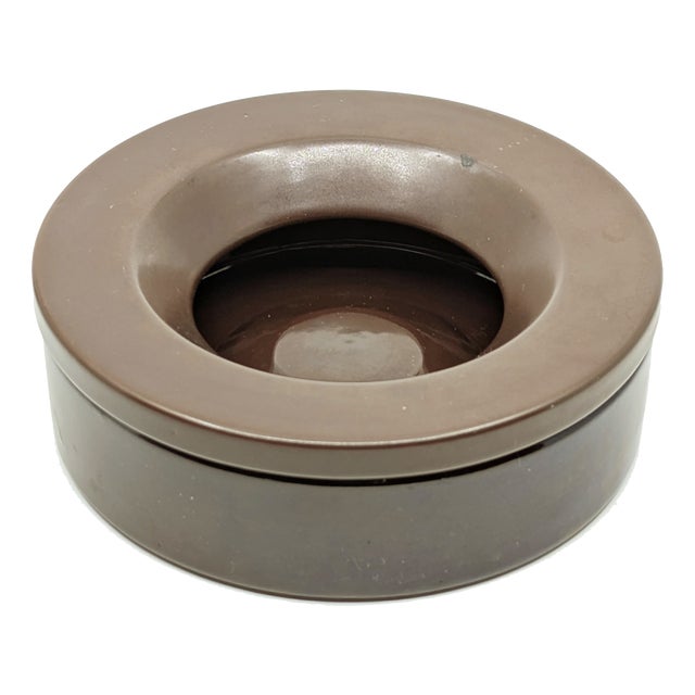 Small Brown Ceramic Barbados Ashtray by Angelo Mangiarotti for Danese, 1964 For Sale