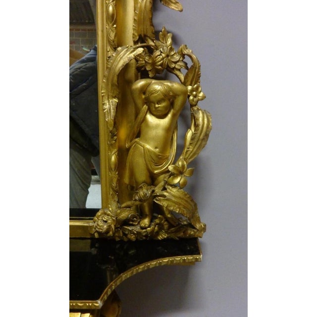 Very & Impressive Victorian English Gilt Overmantle Mirror For Sale - Image 6 of 13