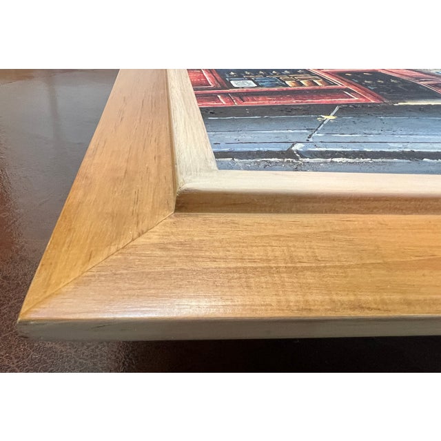 Paris Storefronts Original Oil Painting, Vintage Wood Frame For Sale - Image 11 of 16