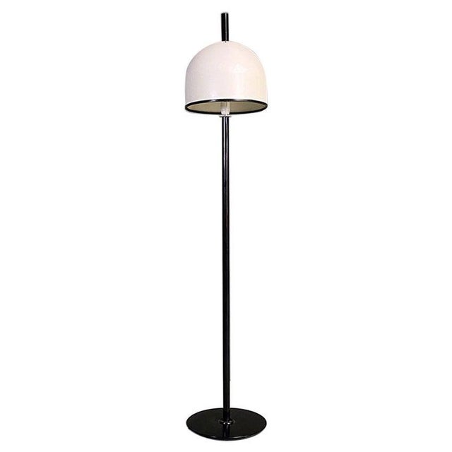 Italian Postmodern Black Metal Floor Lamp with White Metal Lampshade, 1980s For Sale - Image 14 of 14