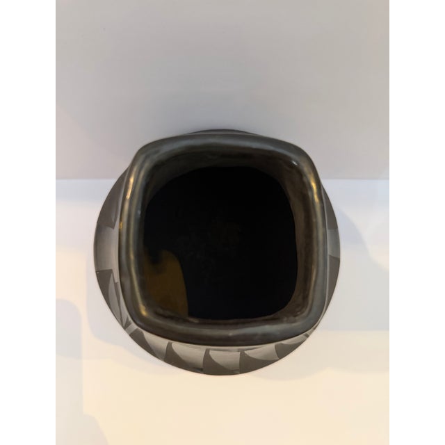 Early 21st Century Signed Madeline Tafoya Santa Clara Pueblo Black Pottery Vessel For Sale - Image 5 of 6