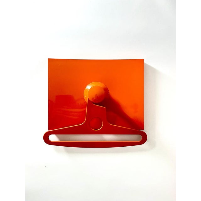 German Orange Plastic Wall Cabinet with 4 Mirrors, Coat Racks & Shelves, 1960s, Set of 14 For Sale - Image 10 of 11