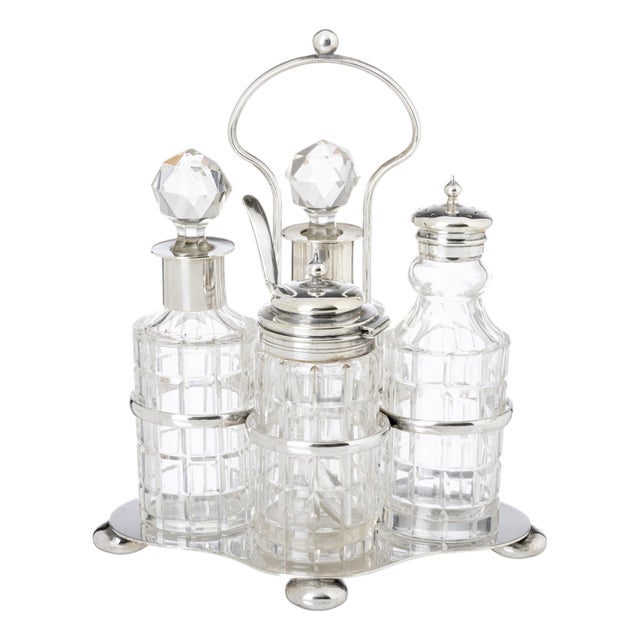 Oil and Vinegar Set in a Shell, Set of 5 For Sale
