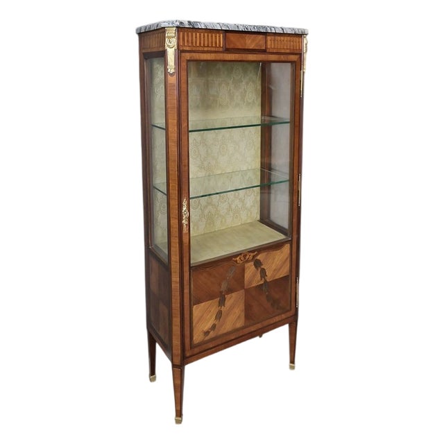 Louis XVI Marquetry Display Cabinet, 20th Century For Sale