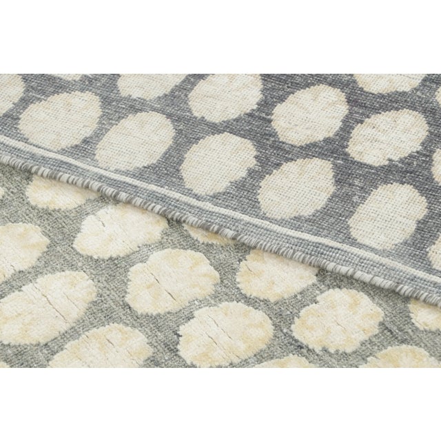 Textile Contemporary Block Print Floral Natural Silk Rug by Rug & Kilim, India For Sale - Image 7 of 9