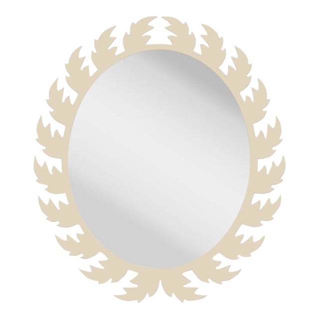 Fleur Home Audubon Oval Mirror in Delaware Putty, 42x48 For Sale