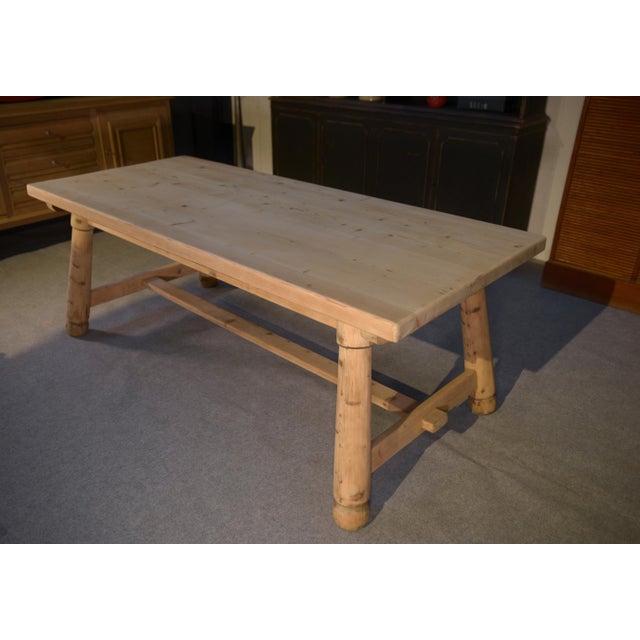 Brutalist Farm Table in Pine by Georges Robert, 1960s, in Flawless conditions. Designed 1960 to 1969