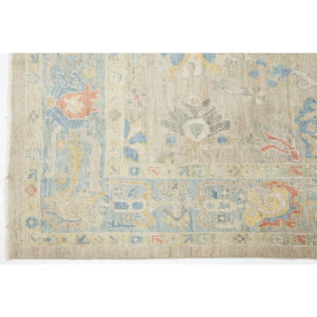 Apadana's Modern Designed Sultanabad Room Size Wool Rug Handmade in Beige For Sale - Image 10 of 10