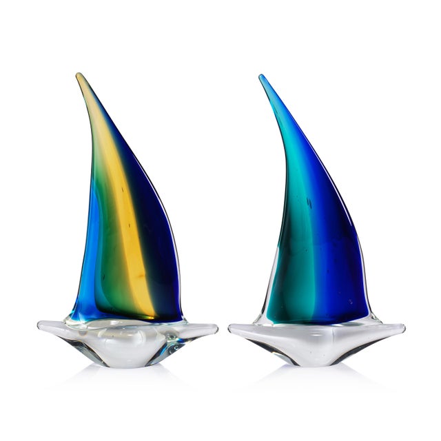 Amber Marisol 2-Piece Assorted Set Decorative Glass Sailboats, 10" For Sale - Image 8 of 8