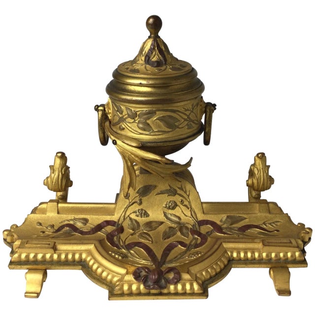 19th Century Gilt Bronze French Inkwell For Sale - Image 10 of 10