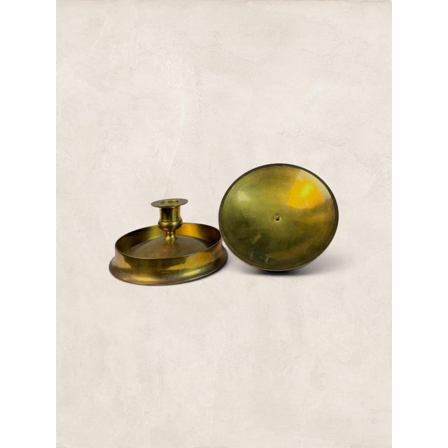 Pair of Antique English Victorian Brass Chambersticks For Sale In Tampa - Image 6 of 6