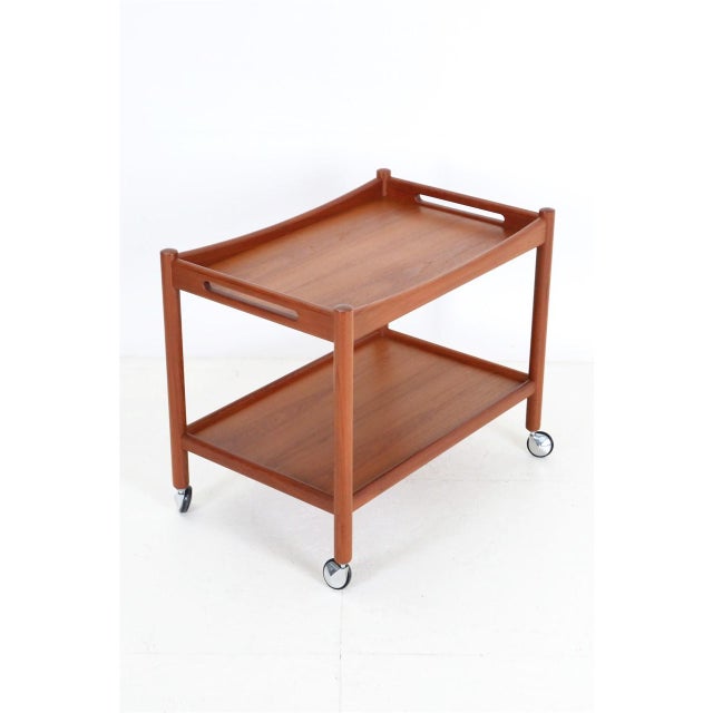 Danish AT-45 Serving Trolley in Teak by Hans J. Wegner for Andreas Tuck, 1960s For Sale - Image 15 of 15
