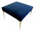 Colette Ottoman in Navy Velvet With Solid Brass Stiletto Legs For Sale
