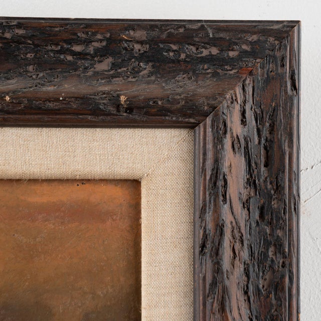 Wood 19th Century Small Original Oil on Canvas Painting of Barnyard Hens and Rooster, Portugal For Sale - Image 7 of 10