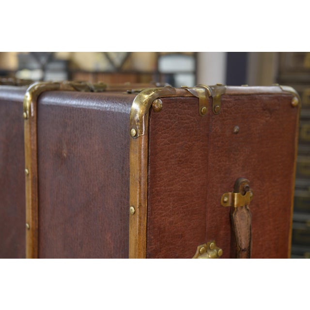 1950s Antique Wooden and Brass Trunk, 1950s For Sale - Image 5 of 11