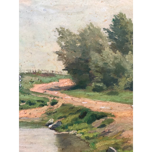 Paint Antique Original Landscape Oil Painting: Countryside Cottage Art For Sale - Image 7 of 12