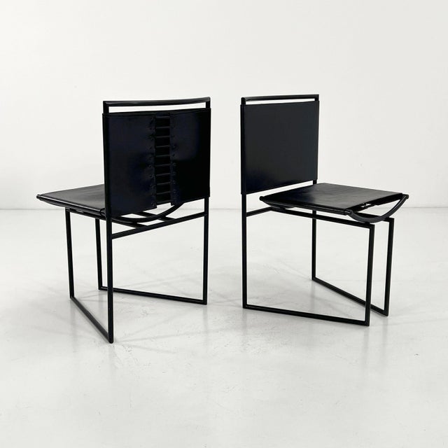 1980s Model 91 Chairs in Black Leater by Mario Botta for Alias, 1990s, Set of 4 For Sale - Image 5 of 16