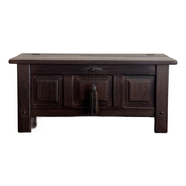 1800s Antique English Oak Coffer Blanket Chest For Sale
