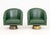 Pair of Borgade Green Leather Swivel Tub Chairs, on circular brass bases. 30" H x 30" W x 31" D; seat: 16" H. Provenance:...