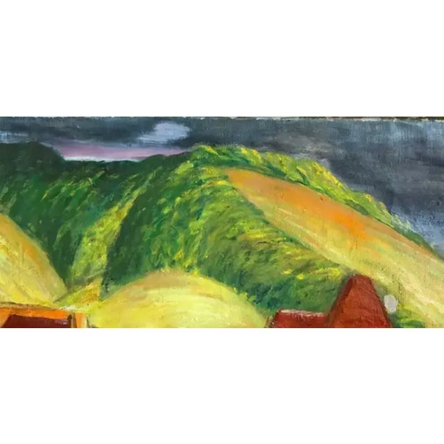 Mid-Century Modern Early French Painting - Red Roofs - Signed For Sale - Image 3 of 8