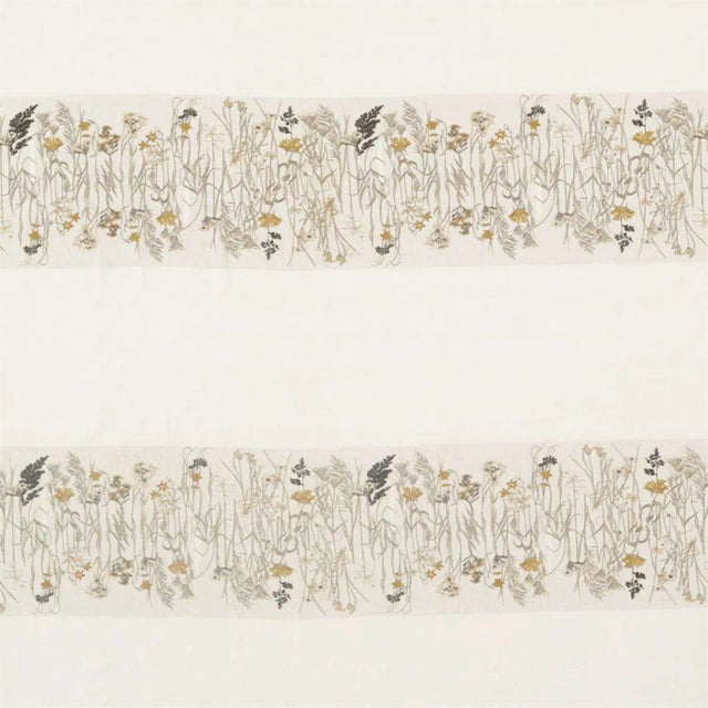 Sanderson Pressed Flowers Fabric in Sable/Corn For Sale