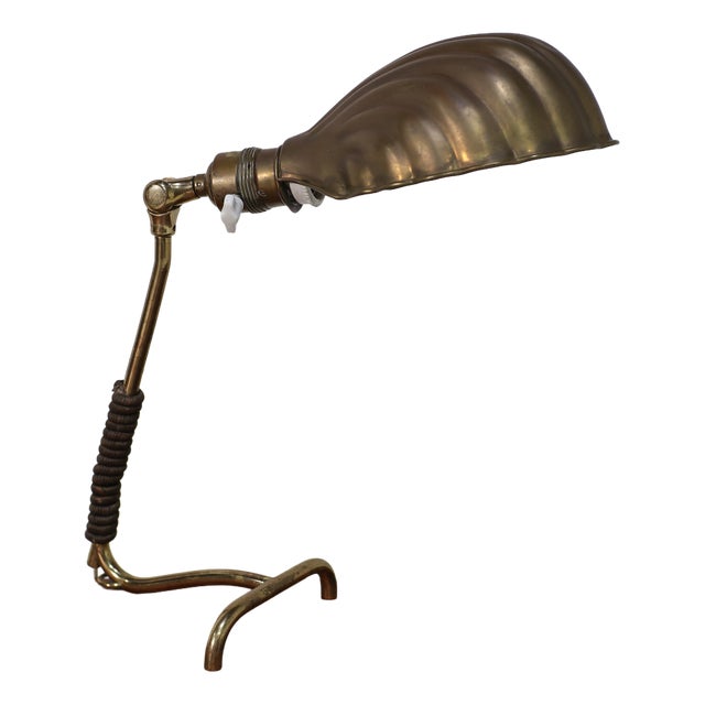 Art Deco Brass Shell Table Lamp, France, 1920s For Sale