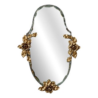 Louis XV Style Wall Mirror in Gilded Brass, 1950s For Sale
