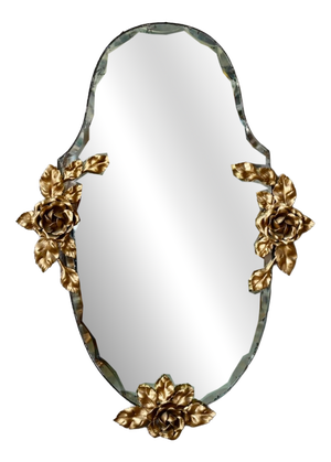Louis XV Style Wall Mirror in Gilded Brass, 1950s