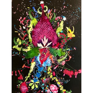 Martha Bloom, Milk Weed, Flowers Mixed Media Collage Monotype Floral Painting, 1985 For Sale