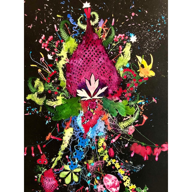 Martha Bloom, Milk Weed, Flowers Mixed Media Collage Monotype Floral Painting, 1985 For Sale