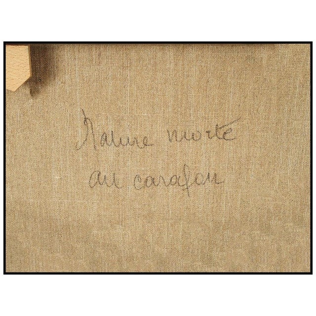 Textile Mid 20th Century Nature Morte Au Carafin, Jose Palmeiro For Sale - Image 7 of 7