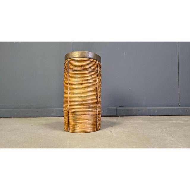 Boho Chic Italian Copper and Bamboo Umbrella Stand, 1960s For Sale - Image 3 of 6
