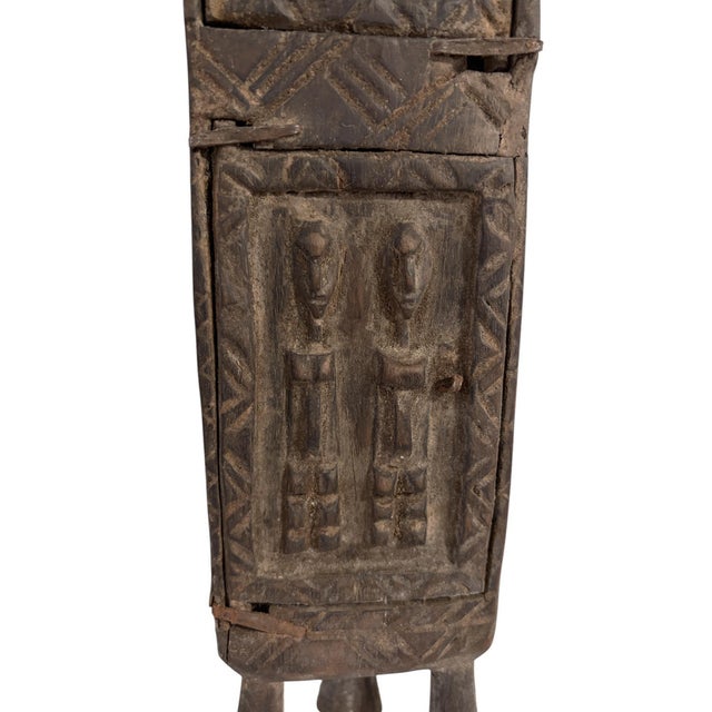 Brown Vintage Unique Dogon Hand Carved Wooden Box Mali 18.5" H For Sale - Image 8 of 9