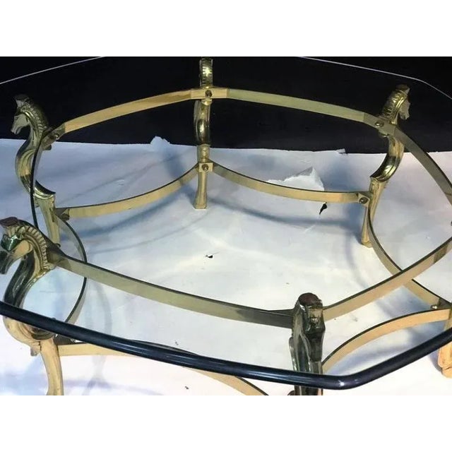 Modern Italian Modernist Brass Seahorse Coffee Table For Sale - Image 3 of 4