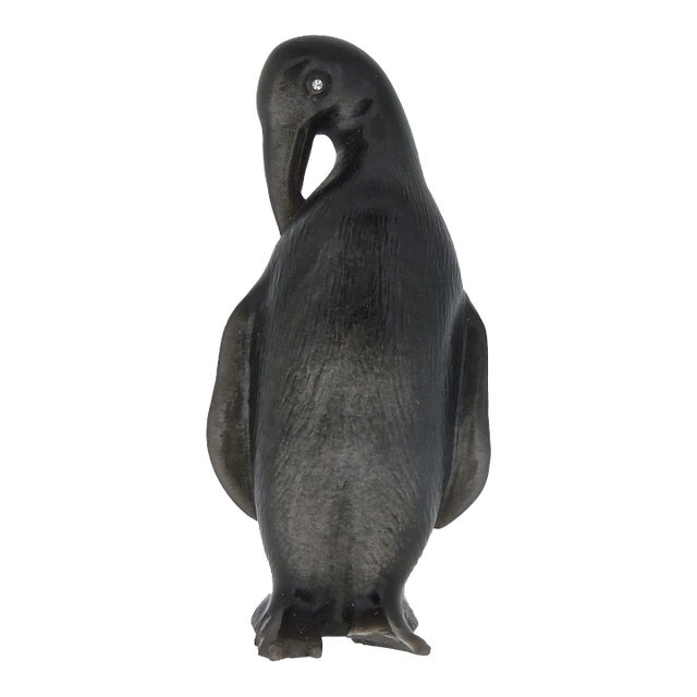 Antique Carved Gemstone Penguin Figurine with Diamond Eyes - Idar Oberstein or Possibly Russian For Sale