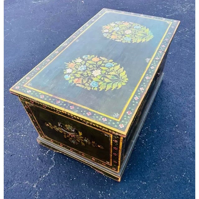 Monumental 19th Century European Hand Painted Wedding Trunk For Sale - Image 11 of 11