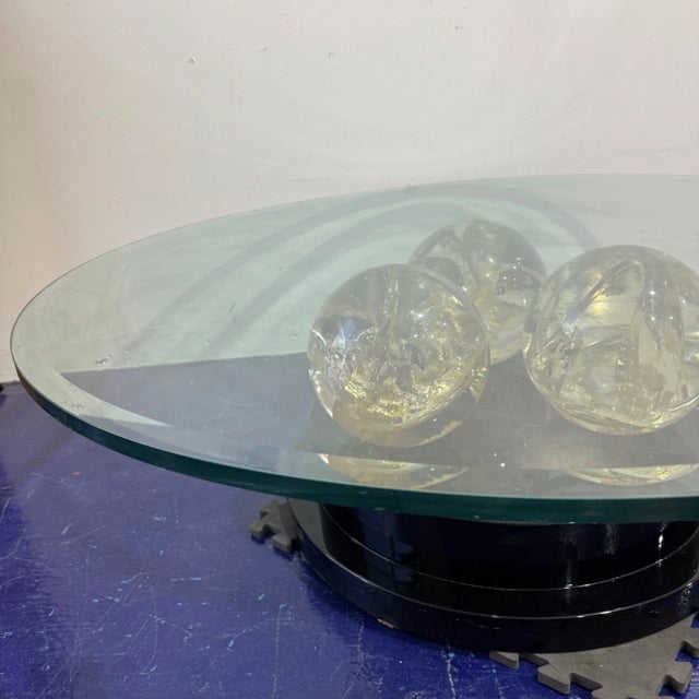 Onyx 1970s Triple Spherical, Fractured Resin Coffee Table After Pierre Giraudon For Sale - Image 8 of 17