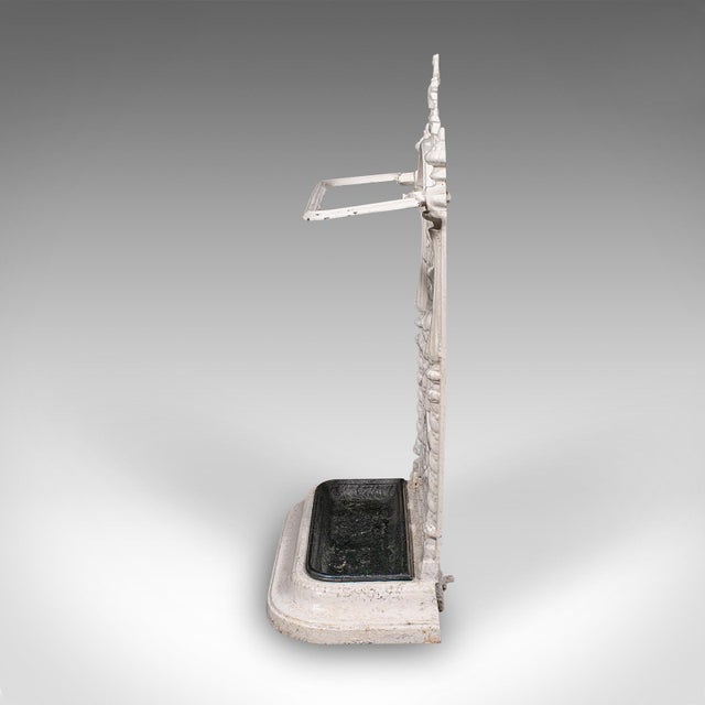 Late 19th Century 1890's Antique Portico Stick Stand, English, Cast Iron, Hall, Umbrella Loop, Victorian For Sale - Image 5 of 8