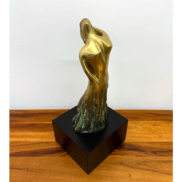 Abstract Vintage Brass Sculpture O Women on Plinth For Sale - Image 3 of 7