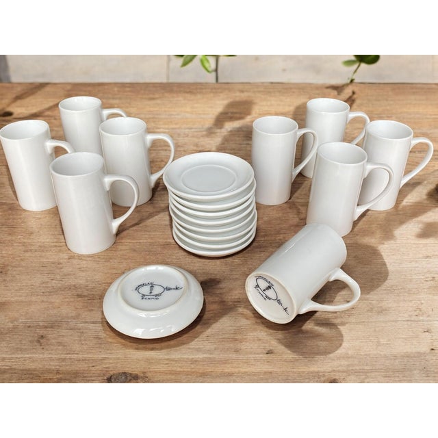 Bauhaus Mid-Century Modern Airline White Porcelain Coffee Service by LaGardo Tackett or Tack, 1959, Set of 9 For Sale - Image 3 of 5