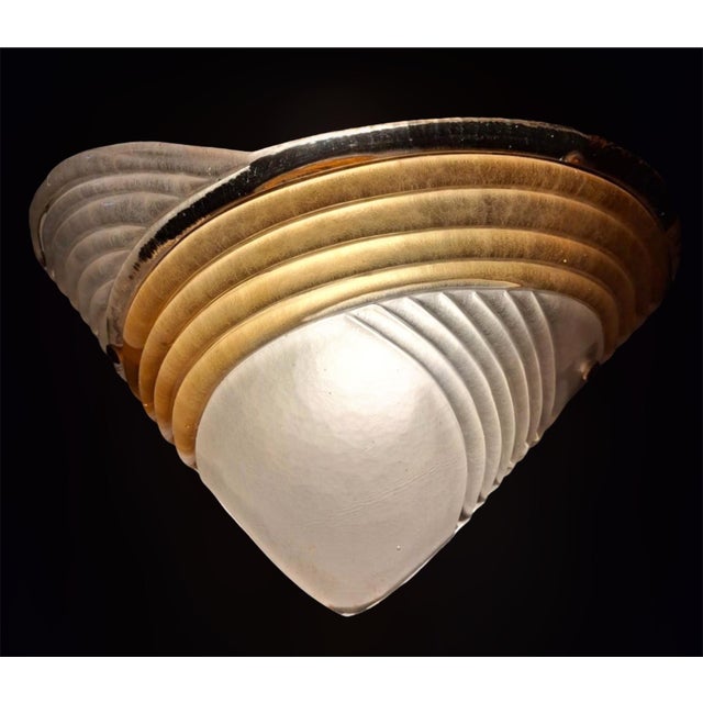 Amber 1960s Ribbed Murano Sconces, a Pair For Sale - Image 8 of 11