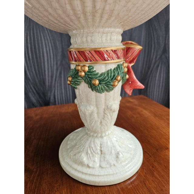 Early 21st Century Fitz & Floyd Aegean Christmas Pedestal Centerpiece Compote For Sale - Image 5 of 8