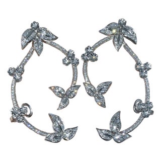 Gorgeous Natural 4.1Cts VS F Diamond 18K Solid Gold Chandelier Cuff Earrings, A Pair For Sale