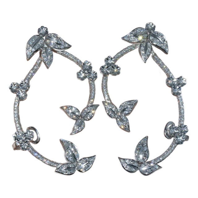 Gorgeous Natural 4.1Cts VS F Diamond 18K Solid Gold Chandelier Cuff Earrings, A Pair For Sale